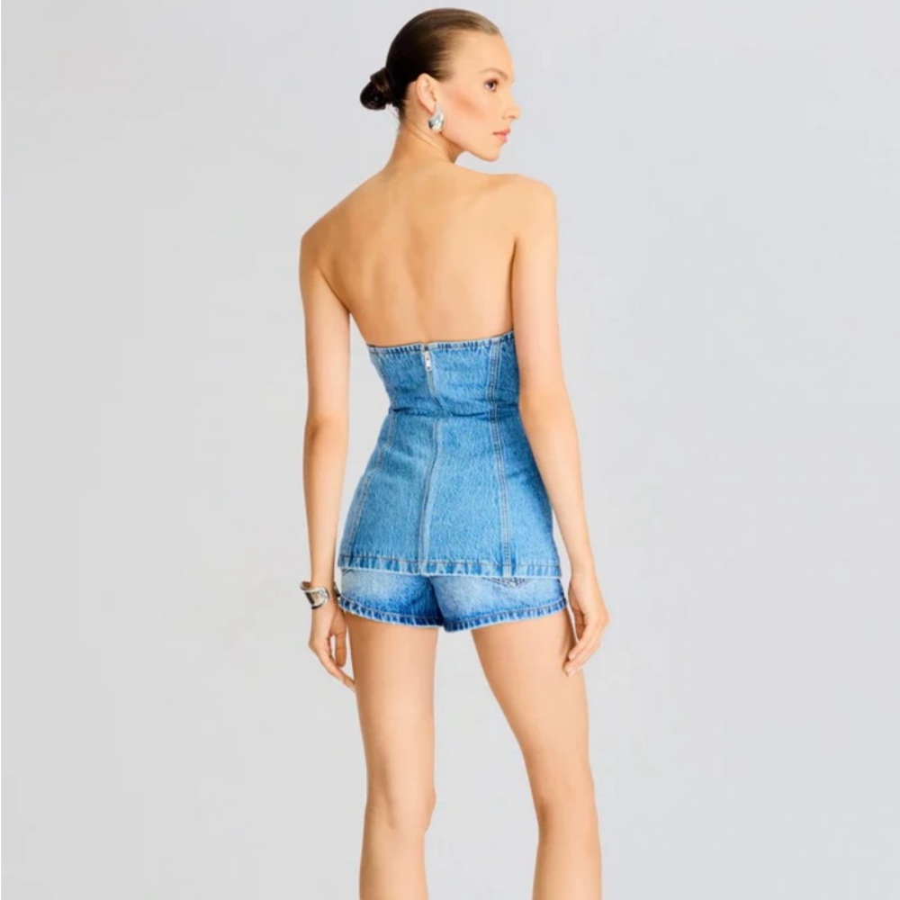 SER.O.YA Sandra High Rise Blue Denim Shorts in River Size 26